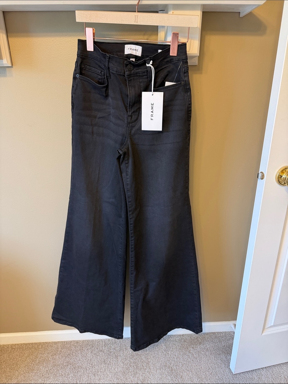 Frame Denim Black Wide-Leg High-Rise Jeans
